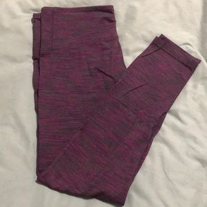 Purple striped leggings
